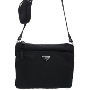 Prada ReNylon Saffiano leather smartphone Crossbody Bag Black